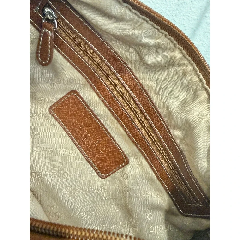 VTG Tignanello Leather BLACK & BROWN Color Block Shoulder Barrel Bag Purse